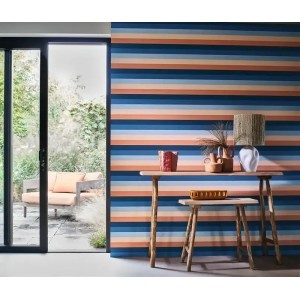 Caselio|Narrow pink and orange striped wallpaper|Stripes 2
