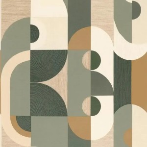 Casadeco|Tapete im figurativen Stil, gelb mit abstrakten Silhouetten|Abstrakt