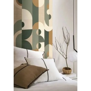 Casadeco|Tapete im figurativen Stil, gelb mit abstrakten Silhouetten|Abstrakt 2