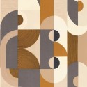 Casamance|Abstrakte Geometrische Tapete farbig Leinwand-Effekt|Retro