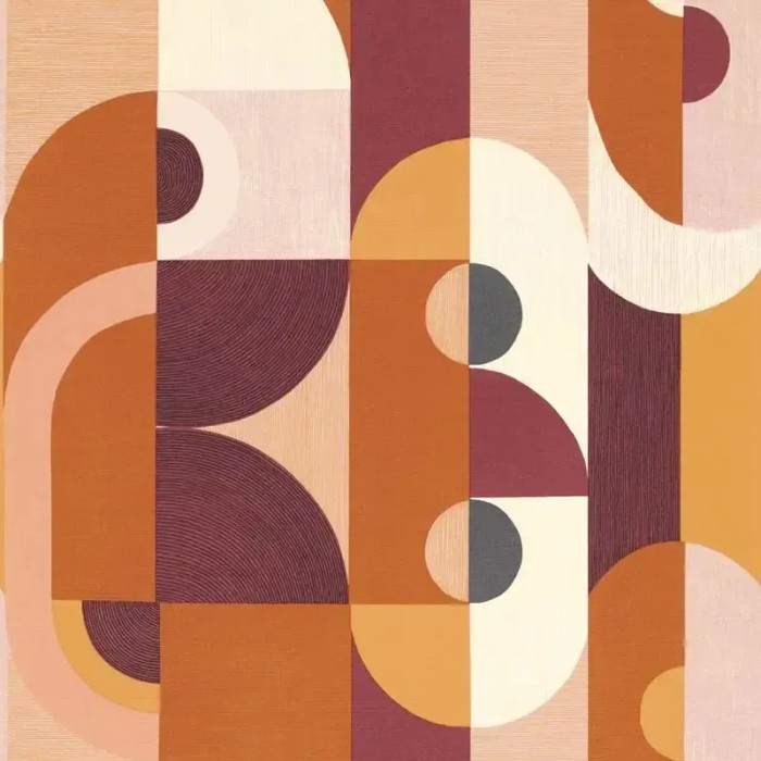 Casamance|Papel pintado geométrico abstracto con texturas multicolor|Retro