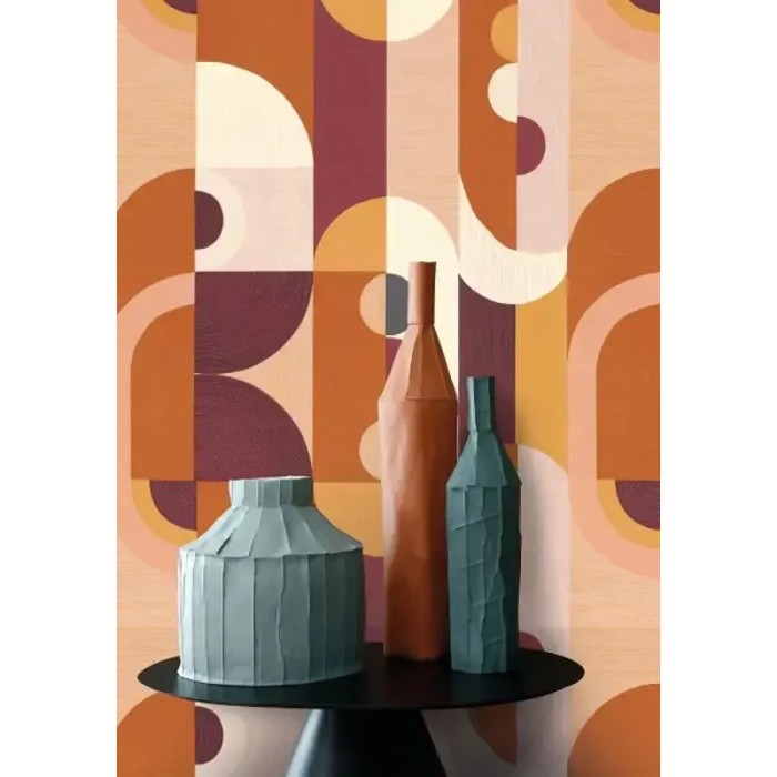 Casamance|Abstrakte Geometrische Tapete mit bunten Texturen|Retro