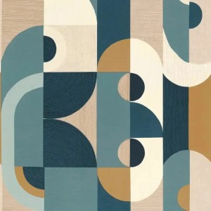 Casamance|Papier peint géométrique abstrait multicolore design moderne|Rétro