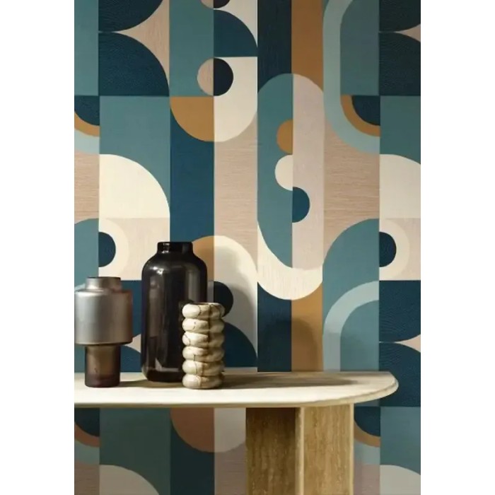 Casamance|Abstrakte Geometrische Tapete Leinwand-Effekt bunt|Modern