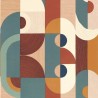 Casamance|Papel pintado geométrico abstracto multicolor con diseño moderno|Retro