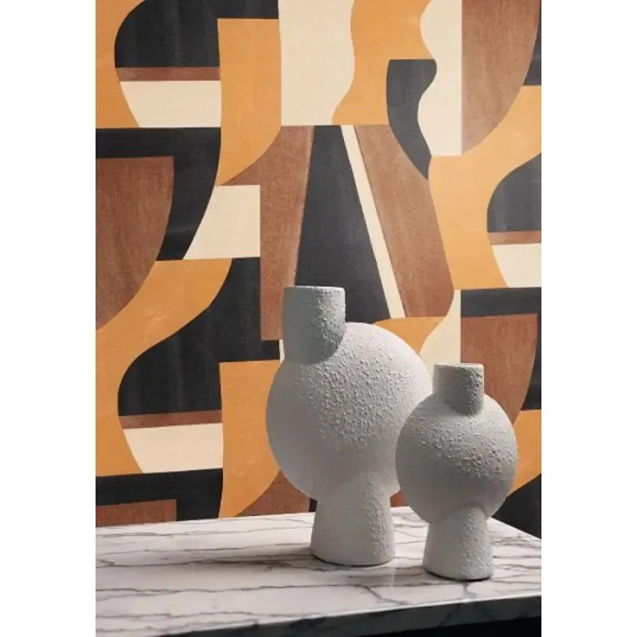 Casamance|Wallpaper geometric orange and brown watercolor effect|Geometric