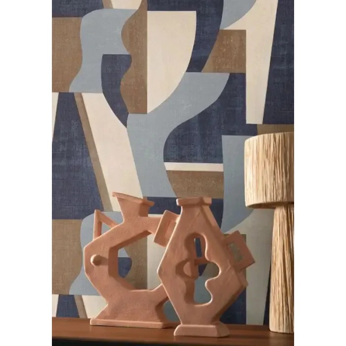 Casamance|Papier peint géométrique bleu style aquarelle contemporaine|Géométrique