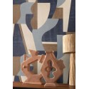 Casamance|Papel pintado geométrico azul estilo acuarela contemporánea|Geométrico