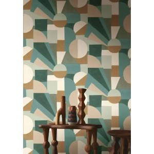 Casamance|Papier peint géométrique orange inspiré de Delaunay|Rétro 2
