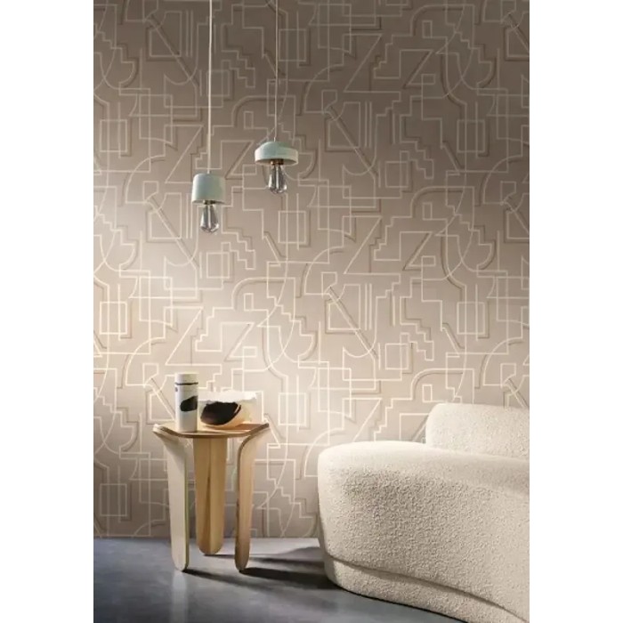 Casamance|Papier peint géométrique beige lignes abstraites contemporaines|Contemporain