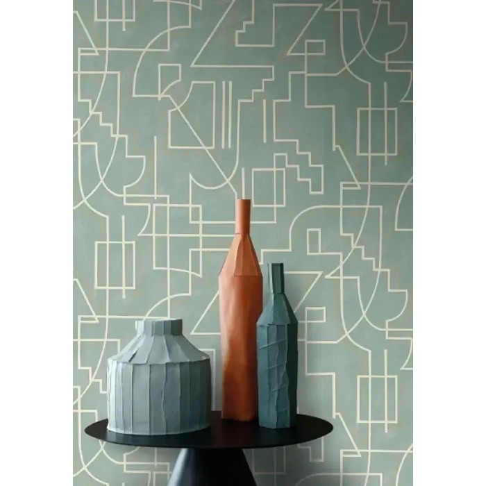 Casamance|Wallpaper geometric green abstract modern lines|Geometric