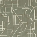 Casamance|Papier peint géométrique vert avec lignes abstraites|Papier Peint