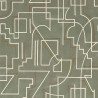 Casamance|Papel pintado geométrico verde con líneas abstractas|Papel Pintado
