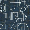 Casamance|Papier peint géométrique bleu lignes contemporaines|Contemporain