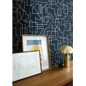 Casamance|Papier peint géométrique bleu lignes contemporaines|Contemporain