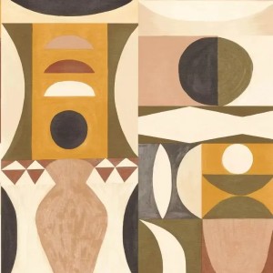 Casamance|Papier peint géométrique bleu inspiré d’Auguste Herbin|Ethnique