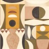 Casamance|Geometrische Tapete khakigelb Herbin-Stil|Ethnisch