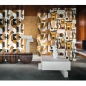 Casamance|Geometrische Tapete khakigelb Herbin-Stil|Ethnisch