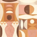 Casamance|Geometrische Tapete orange-rosa inspiriert von Herbin|Tapeten