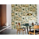 Papel pintado geométrico verde estilo Herbín artístico - Casamance Mouvements 76032650