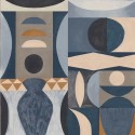 Casamance|Papier peint géométrique bleu inspiré d’Auguste Herbin|Ethnique