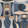 Casamance|Geometrische Tapete blau inspiriert von Auguste Herbin|Ethnisch