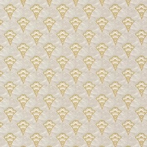 Caselio|Papier peint art déco avec coquillages blanc et doré|Art Déco