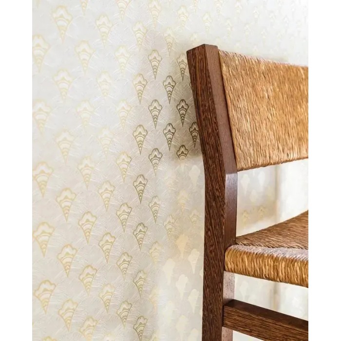 Casamance|Geometrische Tapete Fächer weiß-gold|Minimalistisch
