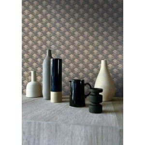 Casamance|Wallpaper geometric fans brown and gold|Art Deco 2