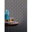 Casamance|Geometrische Tapete Fächer braun-silber|Tapeten