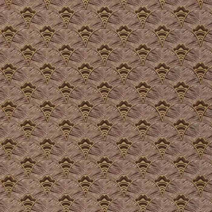 Papel pintado geométrico abanicos marrón y dorado - Casamance Mirage 75254282