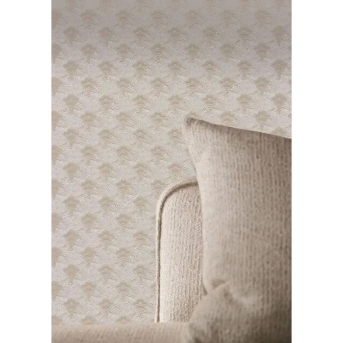 Papel pintado geométrico abanicos negro blanco y dorado - Casamance Mirage 75254384