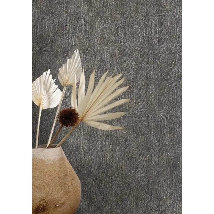 Casamance|Papel pintado hojas texturizadas negro|Papel Pintado