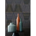 Casamance|Papel pintado étnico tribal africano azul y marrón|Étnico