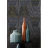 Casamance|Papier peint ethnique tribal africain bleu et brun|Ethnique