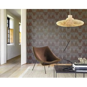 Casamance|Papier peint ethnique tribal africain brun taupe|Losanges 2