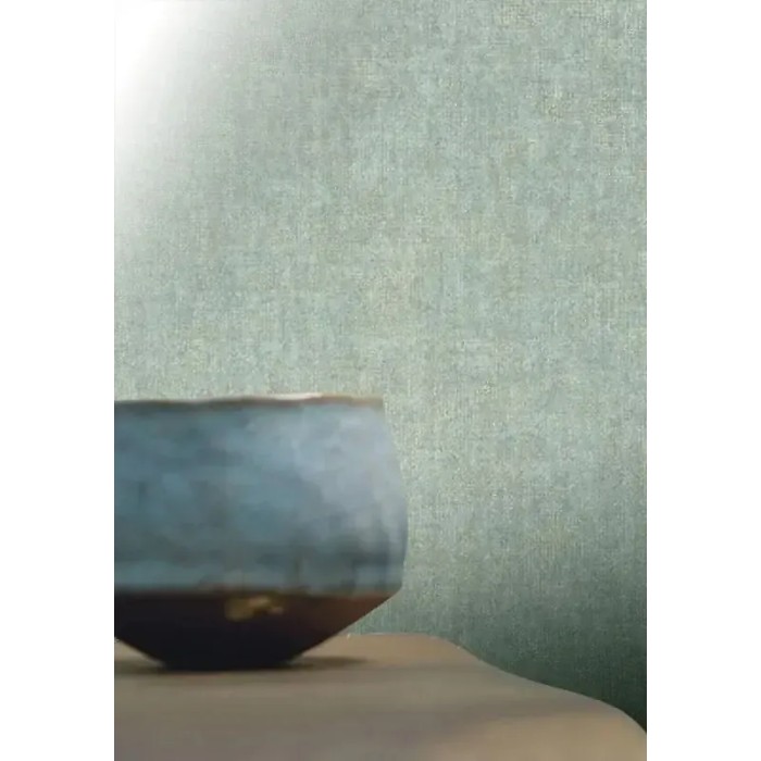 Papel pintado liso efecto desgastado verde turquesa - Casamance Mirage 75283364