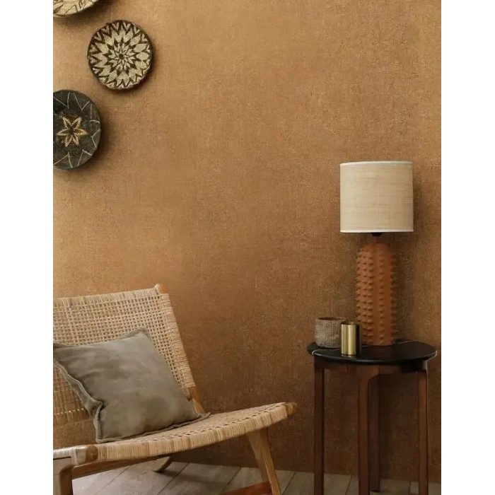 Casamance|Papier peint uni effet vieilli brun taupe|Imitation Stuc