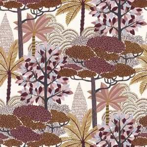 Papeldecor|Papier peint péventails originaux de style Art Déco avec un fond marron et des détails métallisés|Papier Peint
