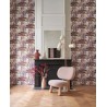 Casamance|Papier peint oasis floral moderne blanc rose et doré|Oriental