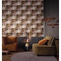Casamance|Wallpaper modern floral oasis anthracite garnet|Oriental