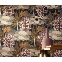 Casamance|Wallpaper modern floral oasis anthracite garnet|Oriental