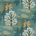 Casamance|Wallpaper modern floral oasis green and gold|Oriental