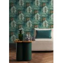 Papel pintado oasis floral moderno verde y dorado - Casamance Nuit D'orient 75380610