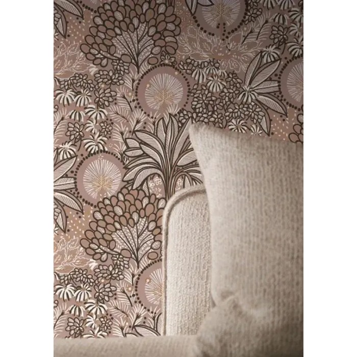 Casamance|Wallpaper modern floral oasis metallic pink|Wallpaper
