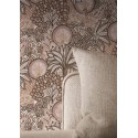 Casamance|Papier peint oasis floral moderne rose métallisé|Papier Peint