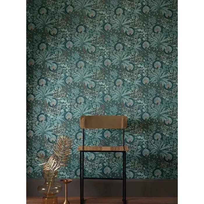 Casamance|Wallpaper modern floral oasis green blue and gold|Wallpaper