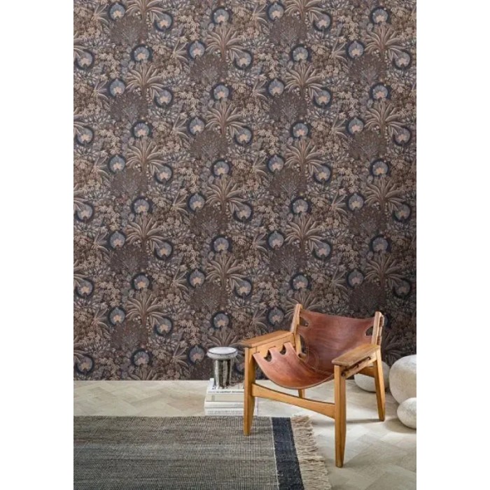 Casamance|Moderne Tapete Blumen Oasis kupfer-blau|Tropische