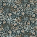 Casamance|Papier peint oasis floral moderne noir bleu et doré|Tropical