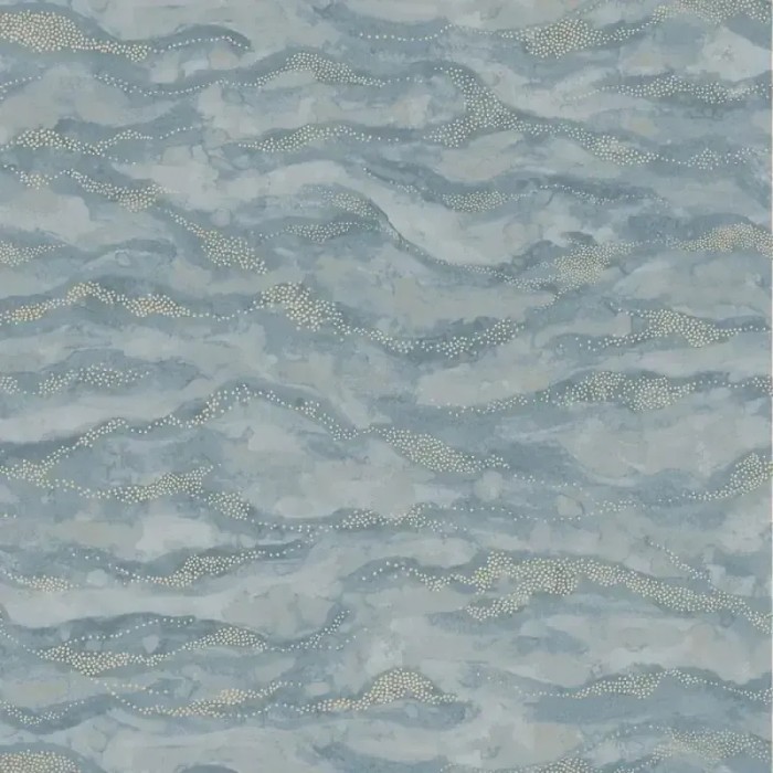 Casamance|Papel pintado paisaje marino acuarelado azul y dorado|Oriental